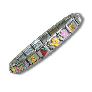 Italian Charm Bracelet READY TO WEAR Bracelet with 18 Feminine Charms Assorted